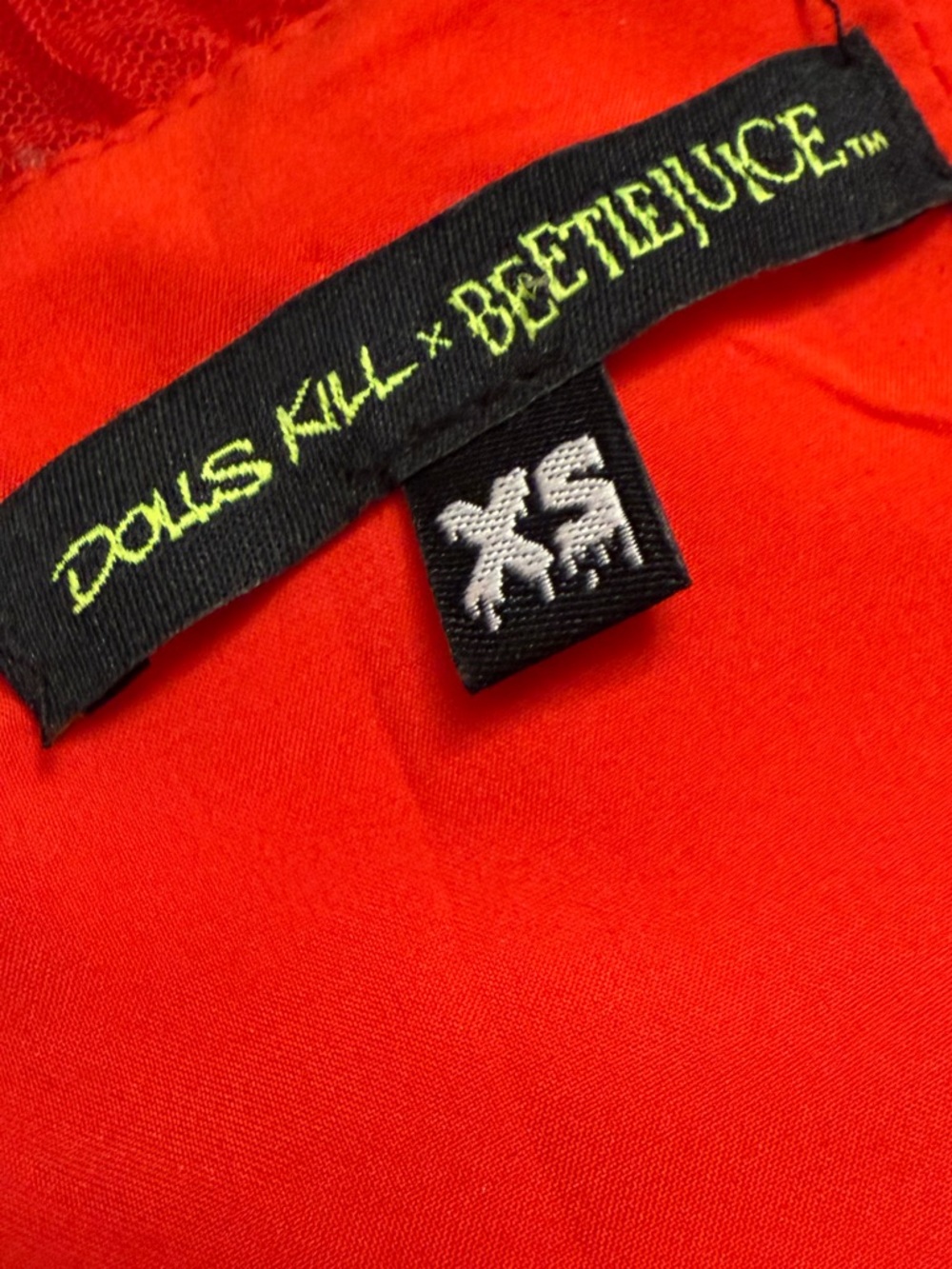 Dolls Kill x Beetlejuice "Red Wedding" Lydia Deetz gown maxi dress tulle - Picture 11 of 12